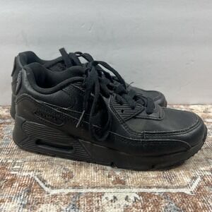 Nike Air Max 90 Sneakers Youth Kids 3Y Black Leather‎ Running Shoes CD6867-001